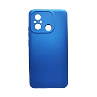 Чехол силиконовый с защитой камеры Xiaomi Redmi 12C (синий металлик)